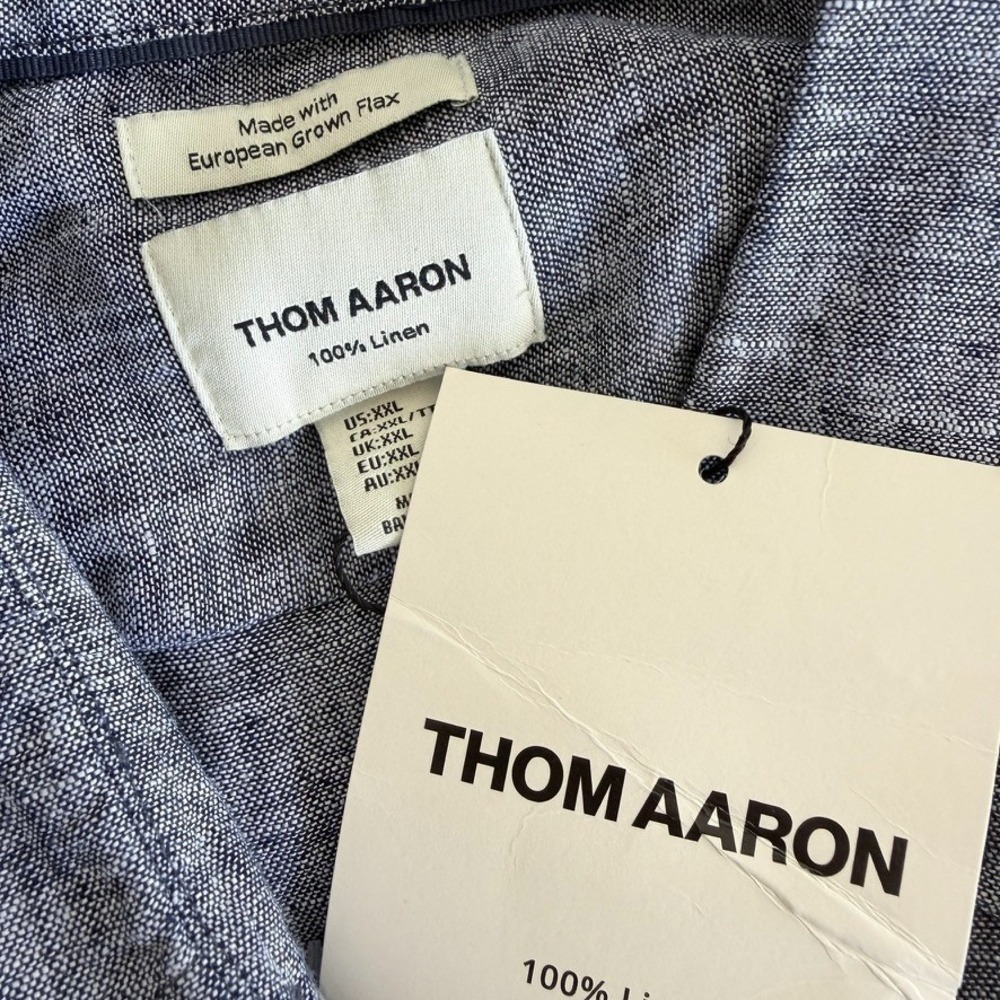 Thom Aaron Linen Short Sleeve Shirt Size XXL Preppy Coastal Vacation Travel - Picture 8 of 8